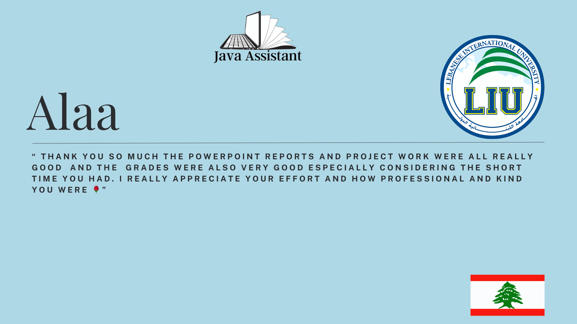 Student review screenshot