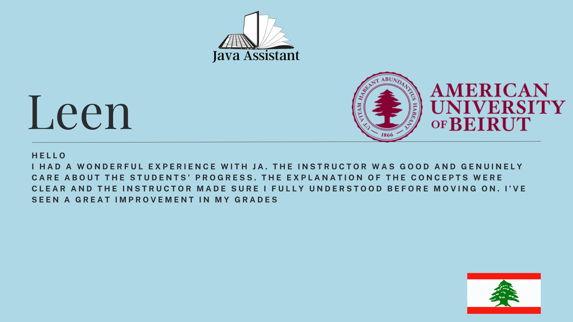 Student review screenshot